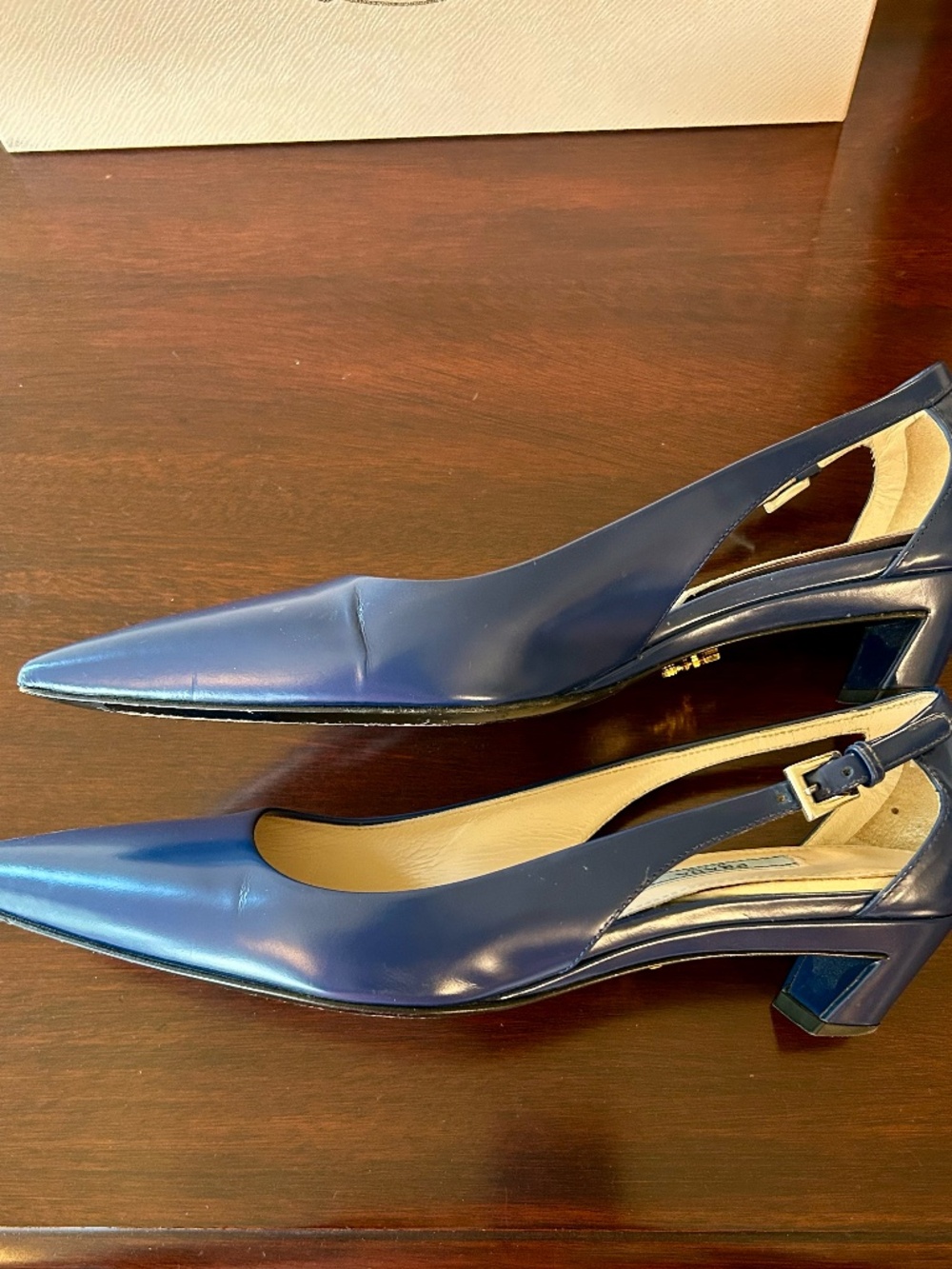 Prada Calzature Donna Spazzolato Cobalt Pump - Picture 7 of 11